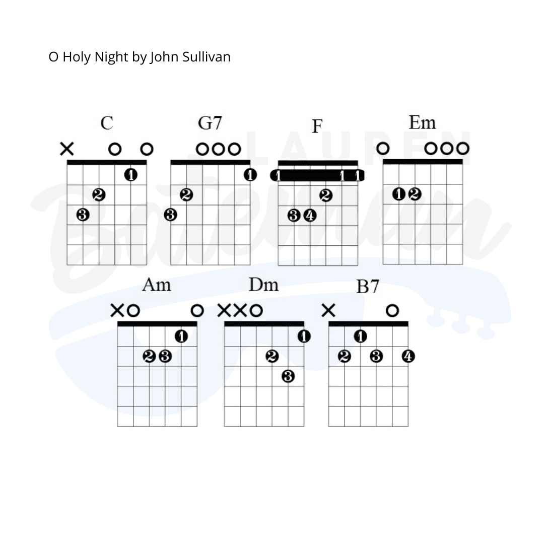 O Holy Night Chord Chart - Easy Christmas Song - Lauren Bateman Guitar